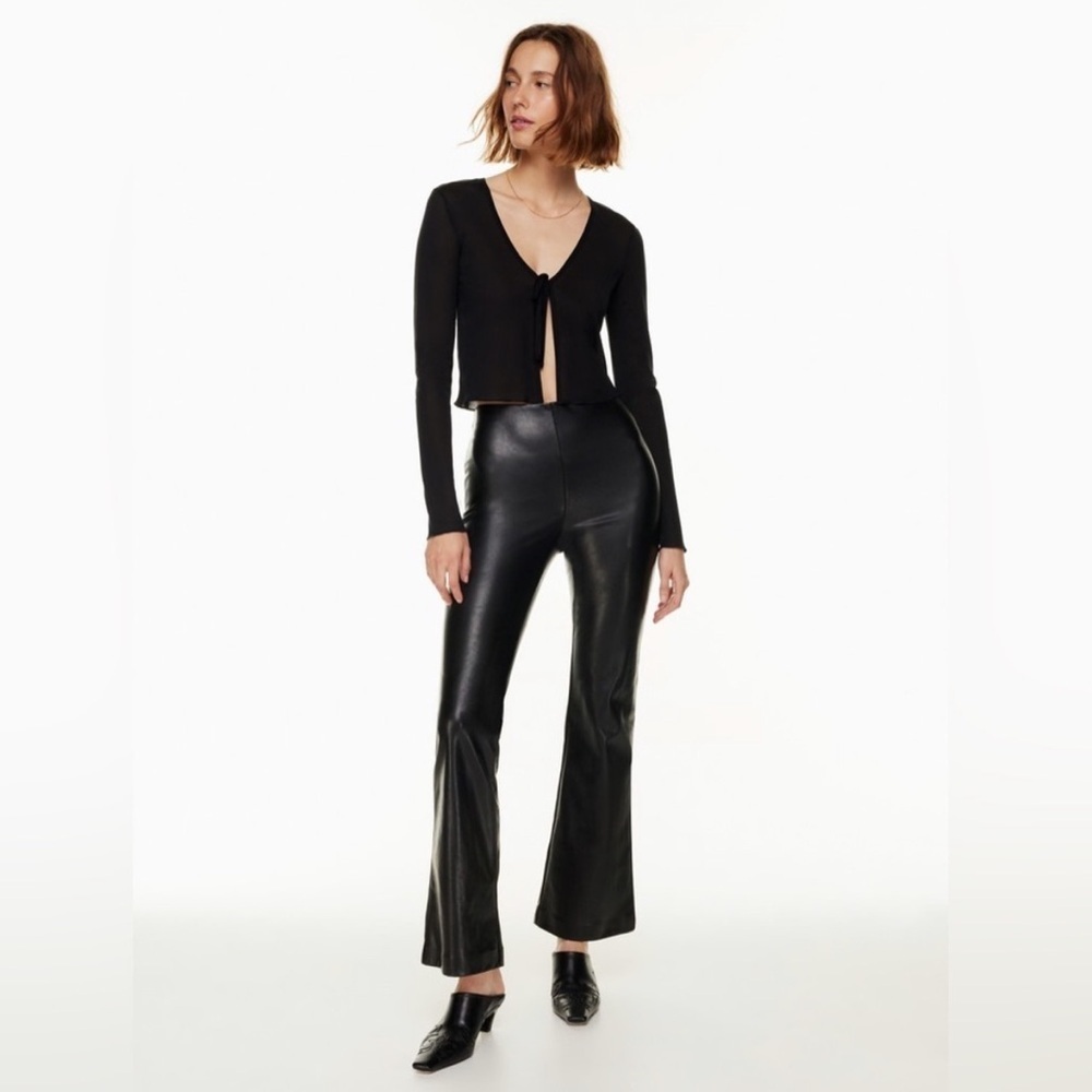 Wilfred Roma black faux leather flare pants sz 4